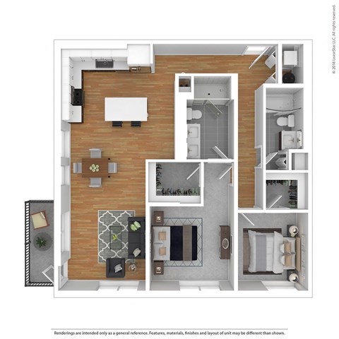 Floor plan for 2 beds, 2 baths, 1200 sqft